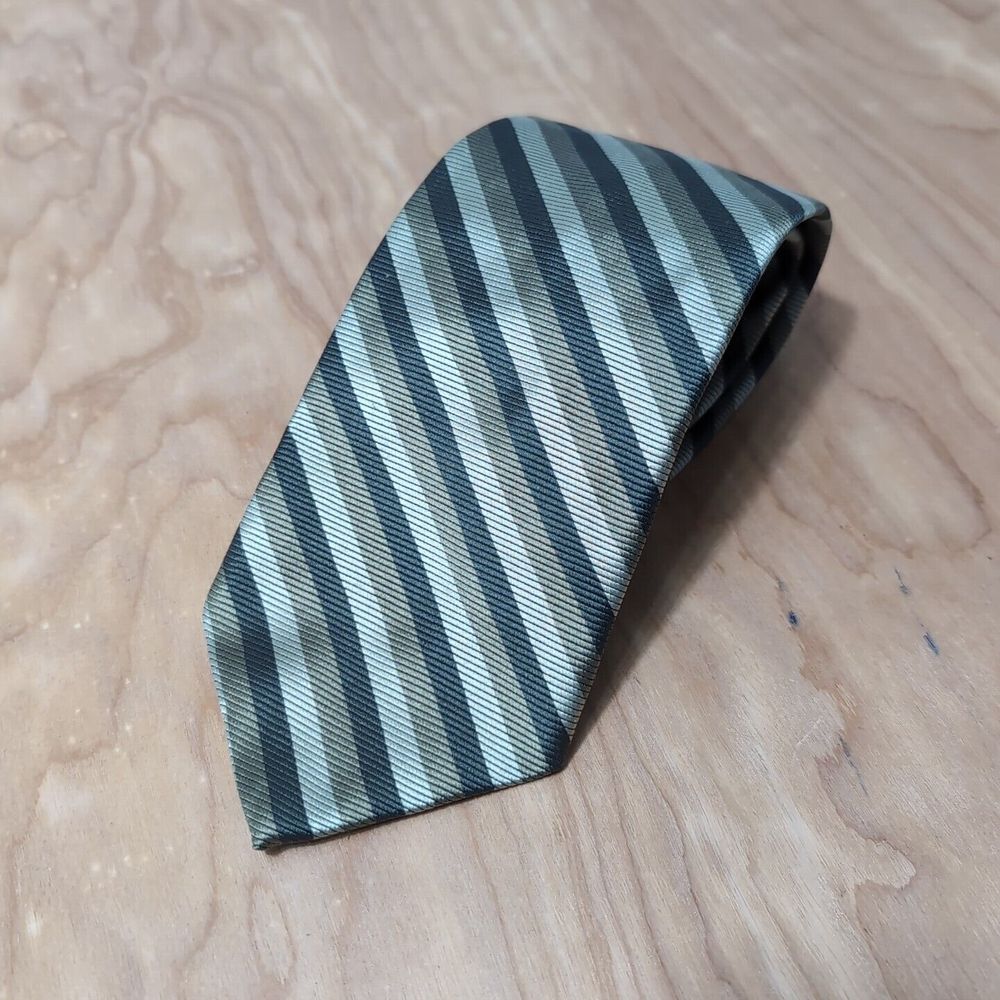 Brooks Brothers 346 Tie Mens Green Diagonal Striped Pure Silk Woven In Italy Usa